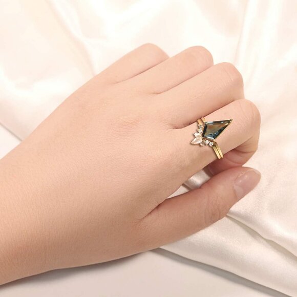 🆕Women Gold Engagement Wedding Promise Rings Plated Milestone Hand Jewelry Gift - Picture 5 of 6